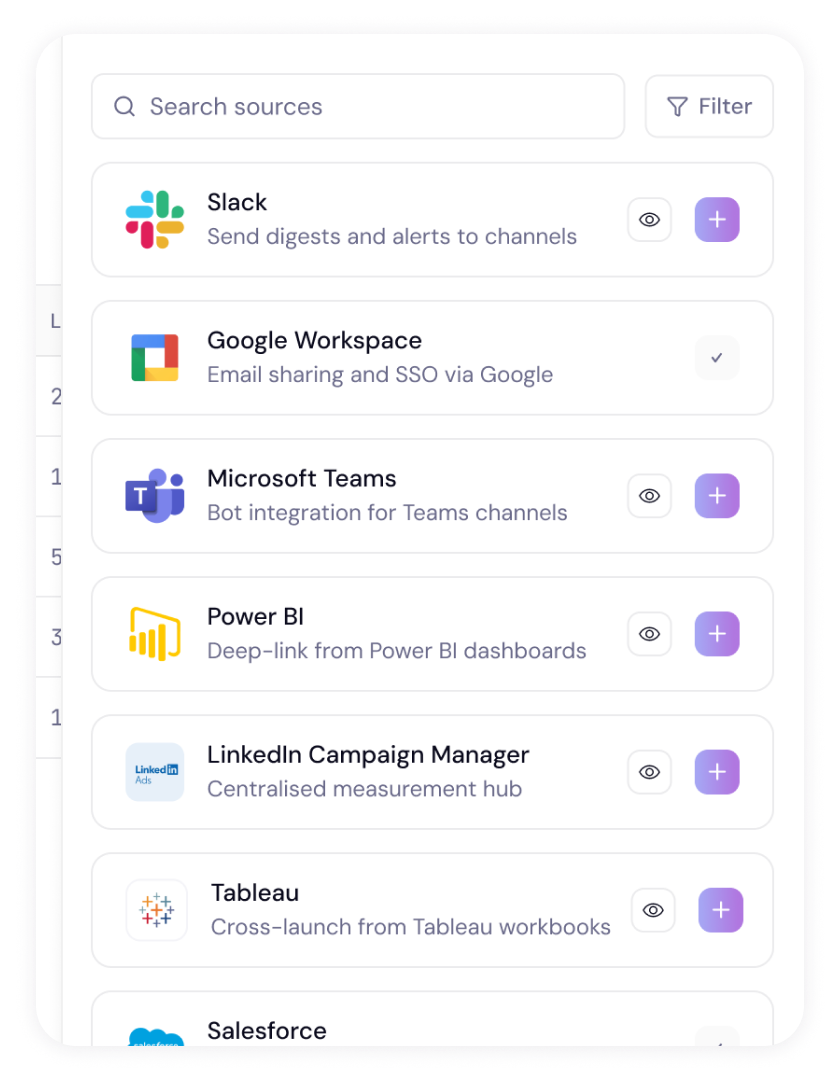 Data Sources — semantic layer